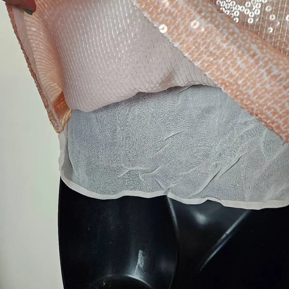 Free People Night Fever Peach Sequin Blouse